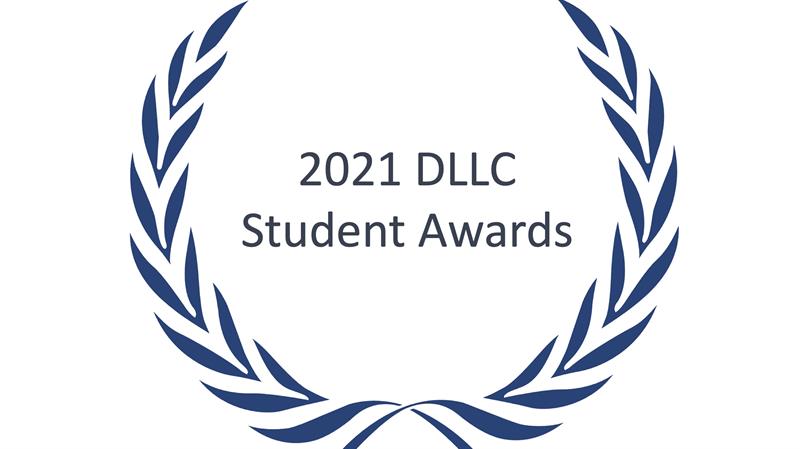 Laurel and text: "2021 DLLC Student Awards"